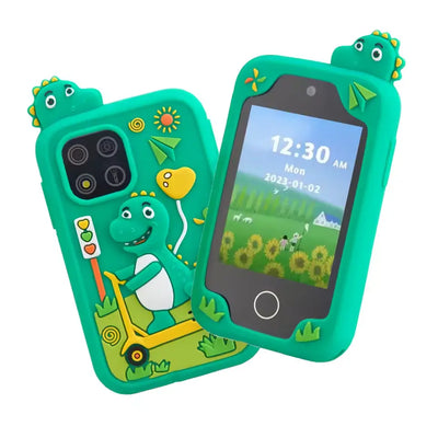 Teléfono Educativo Multifuncional para Niños Juegos, Música y Aprendizaje Verde