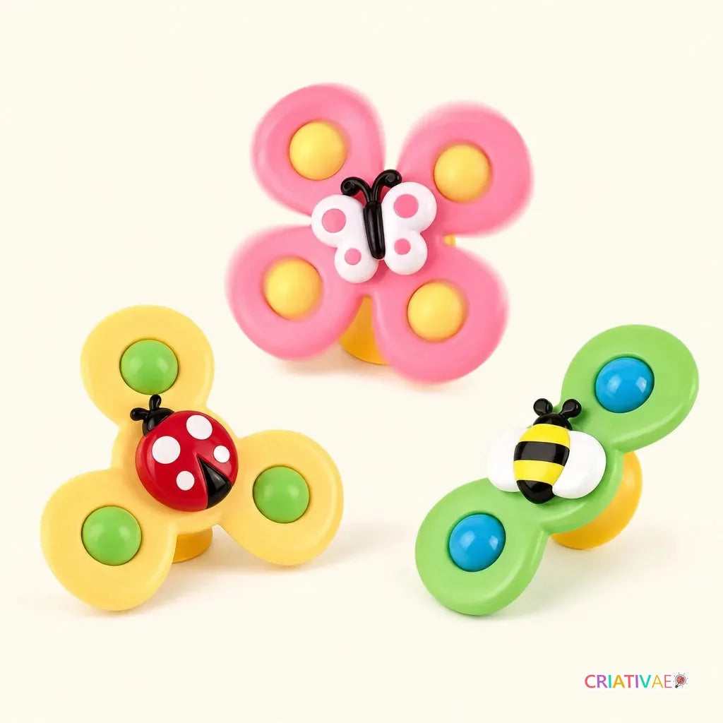 Spin Pop Criativae, Juguetes Giratorios con Ventosa, Kit de 3