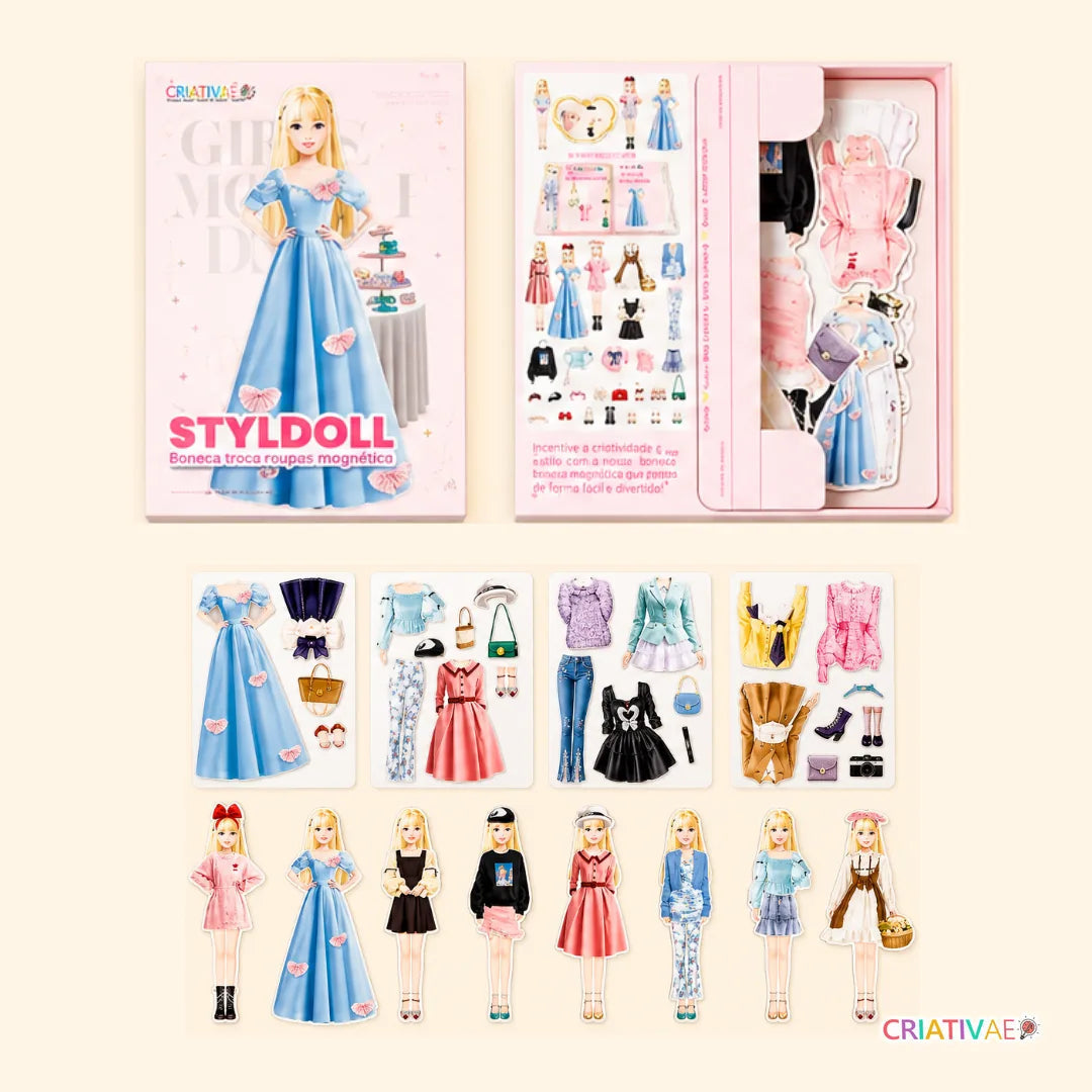 Styldoll Criativae, Muñeca para Vestir con Ropa Magnética